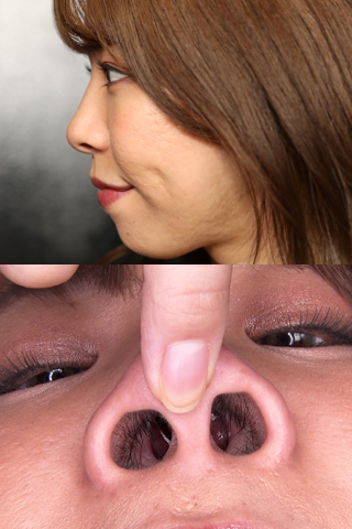 大きい鼻穴から粘度高めの鼻水を絞り出す、そしてその鼻水は口の中へ…